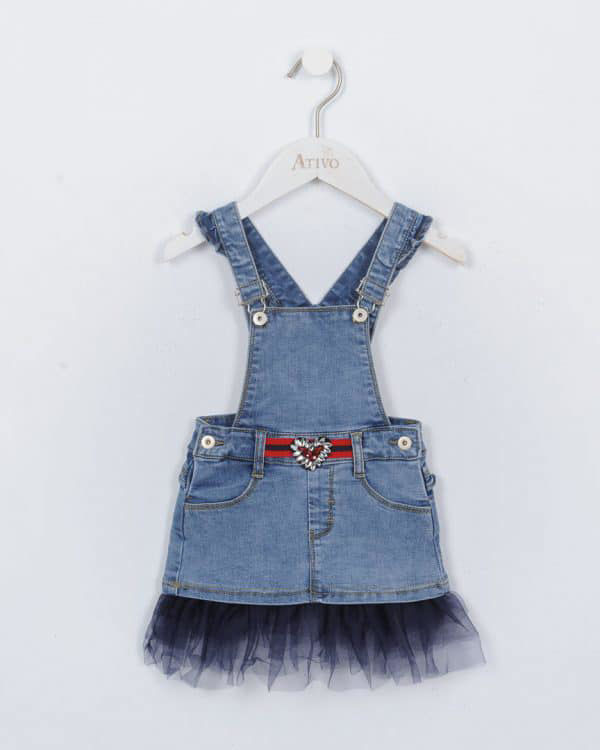 Picture of YX1751 GIRLS SKIRT DUNGAREE IN DENIM